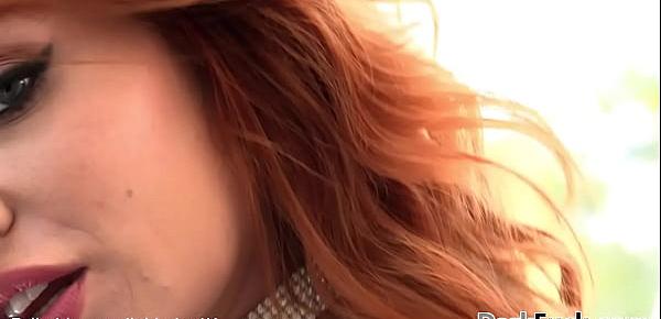  Redhead goddess Lacy Lennon cowgirls and fucks a BBC